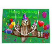 Grand Sac Cadeau Joyeux anniversaire du hibou de nous ! (Devant)