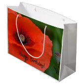 Grand Sac Cadeau Joyeux Anniversaire du pavot rouge (Dos Angle)