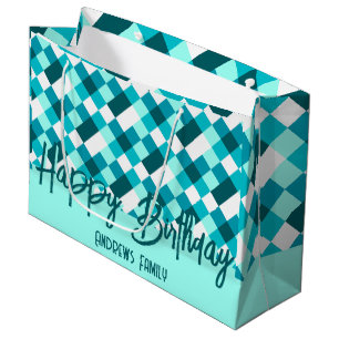 Grand Sac Cadeau Joyeux Anniversaire Famille Turquoise Grand Cadeau