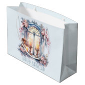Grand Sac Cadeau Joyeux Anniversaire Hiver Bleu rose Vitre victorie (Dos Angle)