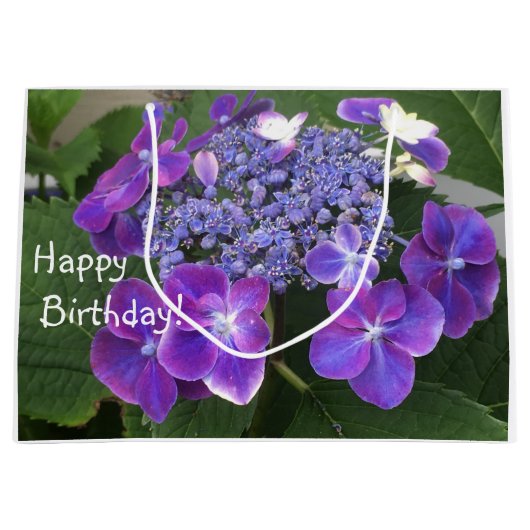 Grand Sac Cadeau Joyeux anniversaire Hydrangea Blossom (Devant)