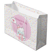 Grand Sac Cadeau Joyeux anniversaire Kawaii Chat avec boîte cadeau (Devant Angle)