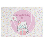 Grand Sac Cadeau Joyeux anniversaire Kawaii Chat avec boîte cadeau (Dos)