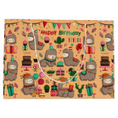 Grand Sac Cadeau Joyeux anniversaire Llama Motif (Dos)