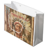 Grand Sac Cadeau Joyeux Anniversaire Masculine assis Bull (Devant Angle)