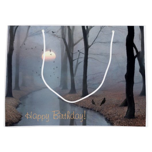 Grand Sac Cadeau Joyeux anniversaire Misty Morning (Devant)