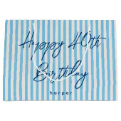 Grand Sac Cadeau Joyeux Anniversaire N'Importe Quel Nom D'Âge Bleu (Devant)