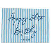 Grand Sac Cadeau Joyeux Anniversaire N'Importe Quel Nom D'Âge Bleu (Dos)