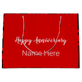 Grand Sac Cadeau Joyeux anniversaire Noir et Rouge avec Coeurs (Devant)