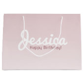 Grand Sac Cadeau Joyeux anniversaire, Nom personnalisable | Rose Om (Devant)