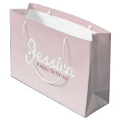 Grand Sac Cadeau Joyeux anniversaire, Nom personnalisable | Rose Om (Dos Angle)