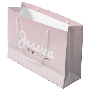 Grand Sac Cadeau Joyeux anniversaire, Nom personnalisable   Rose Om