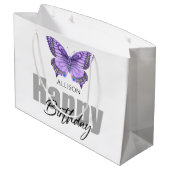 Grand Sac Cadeau Joyeux Anniversaire Papillon pourpre Nom personnal (Dos Angle)