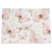 Grand Sac Cadeau Joyeux Anniversaire Papillons Roses (Devant)