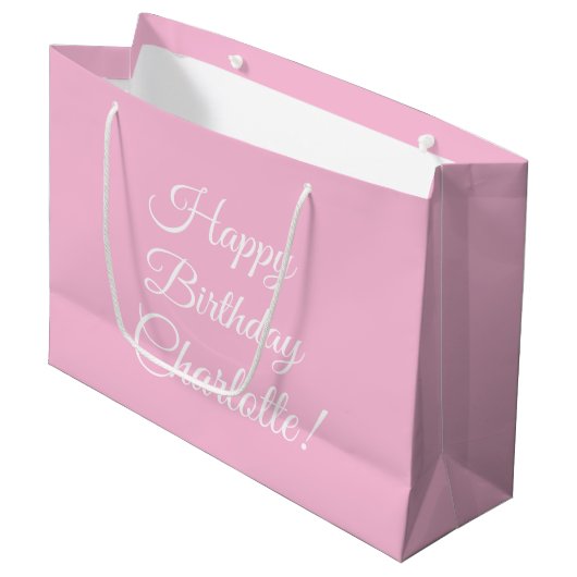 Grand Sac Cadeau Joyeux Anniversaire personnalisé nom du script tex (Devant Angle)