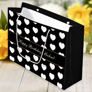 Grand Sac Cadeau Joyeux Anniversaire Personnalisé Texte Élégant Coe