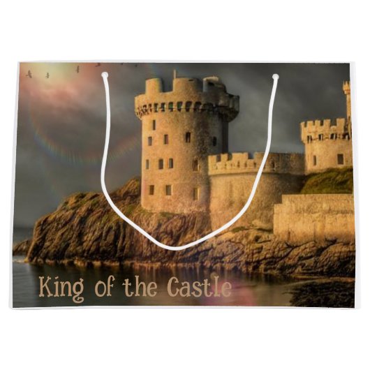 Grand Sac Cadeau Joyeux Anniversaire Roi Du Château (Devant)