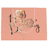 Grand Sac Cadeau "Joyeux anniversaire" Rose avec Rose (Dos)