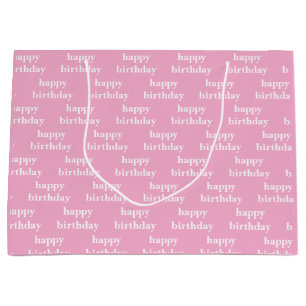 Grand Sac Cadeau Joyeux anniversaire rose & blanc personnalisé
