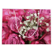 Grand Sac Cadeau Joyeux Anniversaire Rose Bouquet (Dos)
