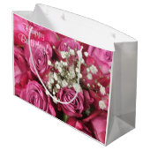 Grand Sac Cadeau Joyeux Anniversaire Rose Bouquet (Dos Angle)