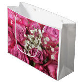 Grand Sac Cadeau Joyeux Anniversaire Rose Bouquet (Devant Angle)