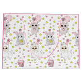 Grand Sac Cadeau Joyeux Anniversaire rose lama, chatons et souris (Dos)