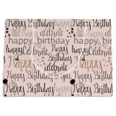 Grand Sac Cadeau Joyeux anniversaire rose pâle (Devant)