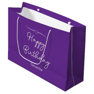 Grand Sac Cadeau Joyeux anniversaire Royal Purple Coeur mignon et n