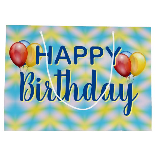 Grand Sac Cadeau Joyeux Anniversaire Tie Dye Reuseable (Dos)