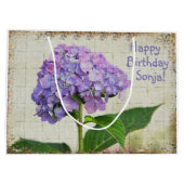 Grand Sac Cadeau Joyeux Anniversaire violet Hydrangea (Dos)