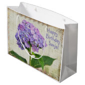 Grand Sac Cadeau Joyeux Anniversaire violet Hydrangea (Dos Angle)
