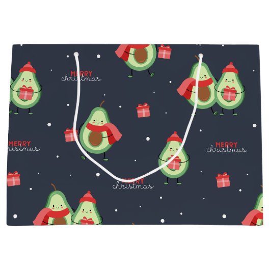Grand Sac Cadeau Joyeux Avocado de Noël (Devant)