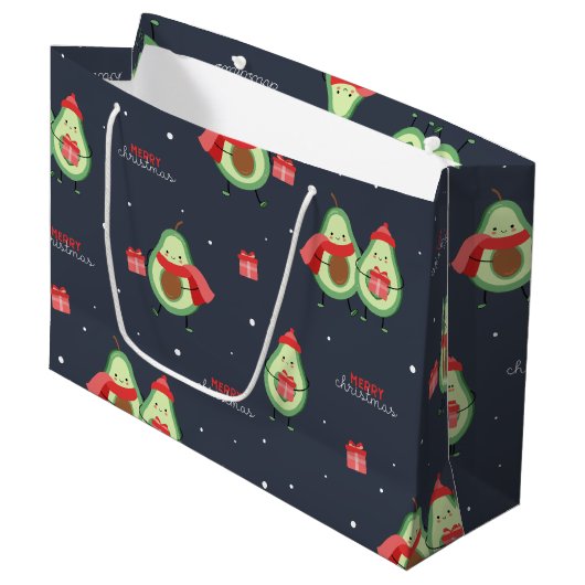 Grand Sac Cadeau Joyeux Avocado de Noël (Devant Angle)
