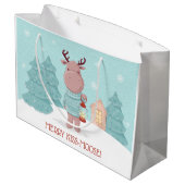 Grand Sac Cadeau Joyeux Baiser Élan Noël (Dos Angle)