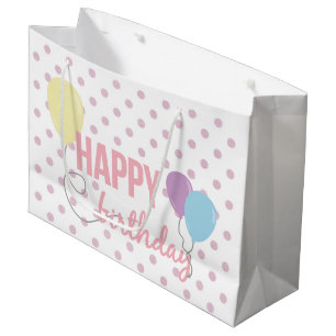 Grand Sac Cadeau Joyeux ballons et points d'anniversaire