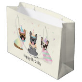 Grand Sac Cadeau Joyeux Bulldogs français (Dos Angle)
