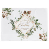 Grand Sac Cadeau Joyeux cadre géométrique à feuillage persistant de (Dos)