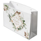 Grand Sac Cadeau Joyeux cadre géométrique à feuillage persistant de (Dos Angle)