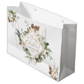 Grand Sac Cadeau Joyeux cadre géométrique à feuillage persistant de (Devant Angle)