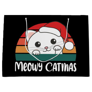 Grand Sac Cadeau Joyeux Catmas Drôle Chat Noël Pun Grand Cadeau Ba