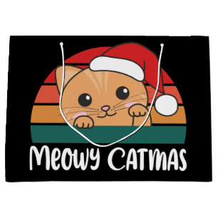 Grand Sac Cadeau Joyeux Catmas Drôle Chat Noël Pun Grand Cadeau Ba
