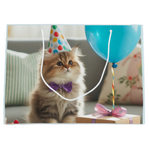 Grand Sac Cadeau Joyeux Chat Kitty Anniversaire