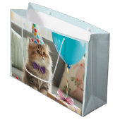 Grand Sac Cadeau Joyeux Chat Kitty Anniversaire (Devant Angle)