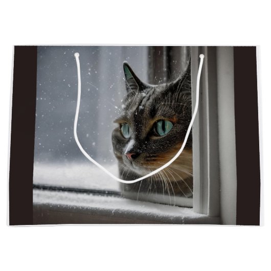 Grand Sac Cadeau Joyeux Chat Kitty Holiday (Devant)