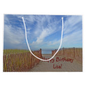 Grand Sac Cadeau Joyeux Chemin D'Anniversaire À La Plage (Dos)