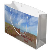 Grand Sac Cadeau Joyeux Chemin D'Anniversaire À La Plage (Dos Angle)