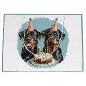 Grand Sac Cadeau Joyeux chien Rottweiler d'anniversaire (Devant)
