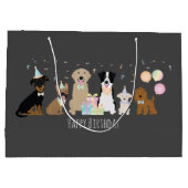 Grand Sac Cadeau Joyeux Chiens de fête d'anniversaire (Dos)
