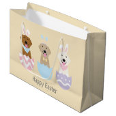 Grand Sac Cadeau Joyeux Chiens de Pâques (Devant Angle)